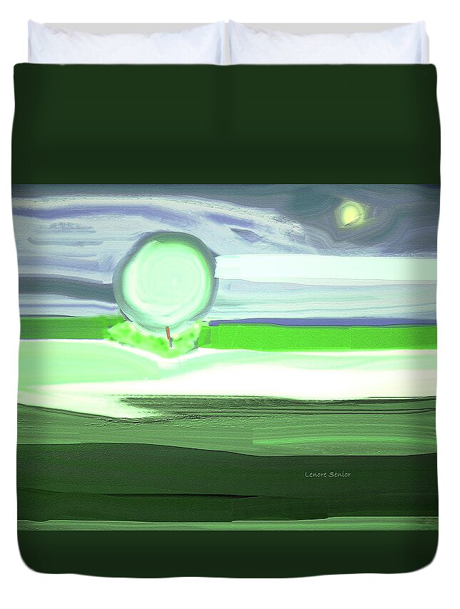 Abstract Duvet Cover featuring the painting A Simple Summer Landscape V2 by Lenore Senior