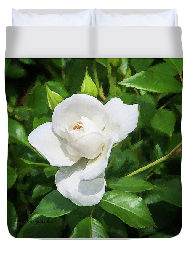 Color Duvet Cover featuring the photograph A Single Rose -2 by Alan Hausenflock