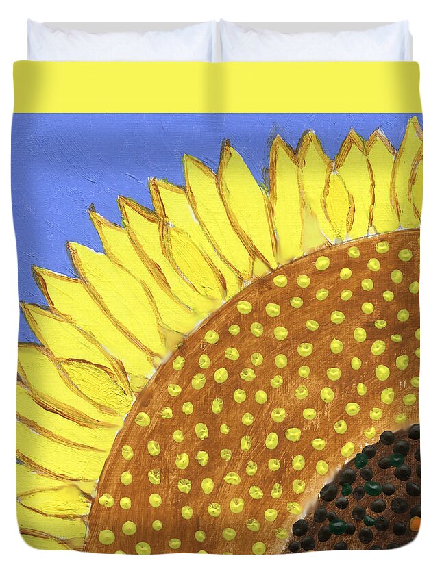 Sunflower Duvet Cover featuring the painting A Slice Of Sunflower by Deborah Boyd