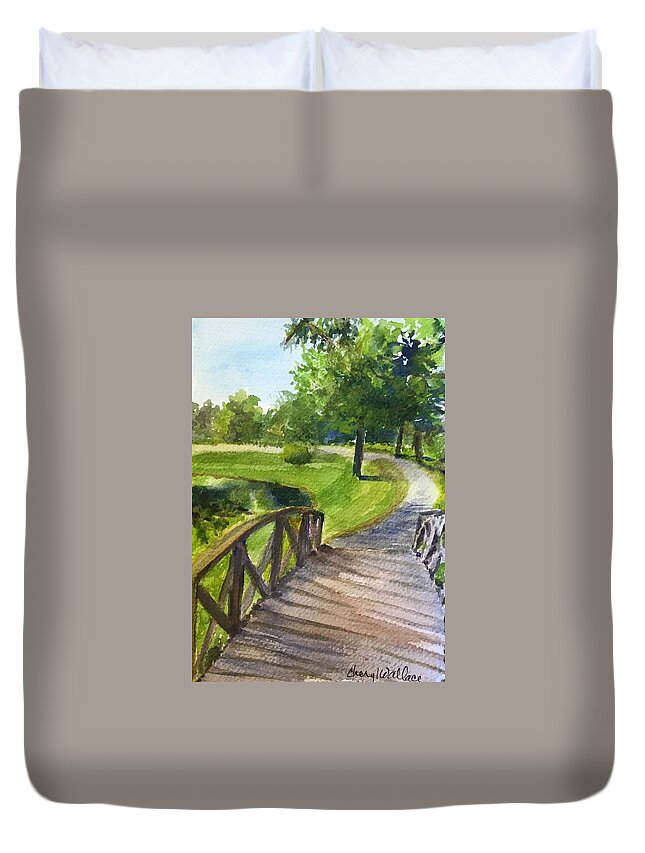 Milwaukee Duvet Cover featuring the painting A Soulful Path by Cheryl Wallace