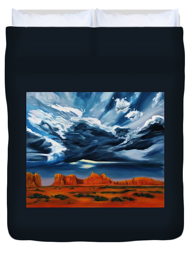 Stormy Evening Duvet Cover featuring the painting A Stormy Evening by Sandi Snead
