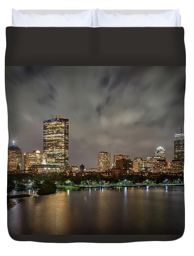 Boston Duvet Cover featuring the photograph A Stormy Night in Boston by Kristen Wilkinson