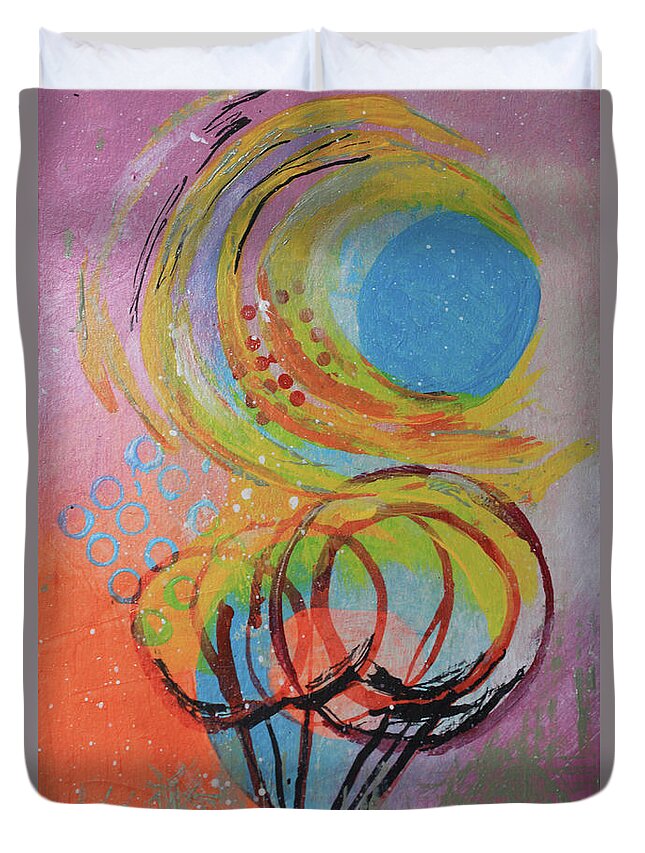 Bright Duvet Cover featuring the mixed media A Sunny Day by April Burton