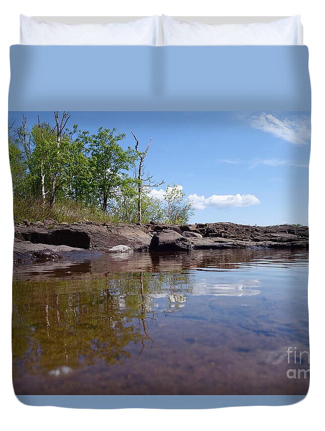 Lake Superior Duvet Cover featuring the photograph A Superior June day by Sandra Updyke