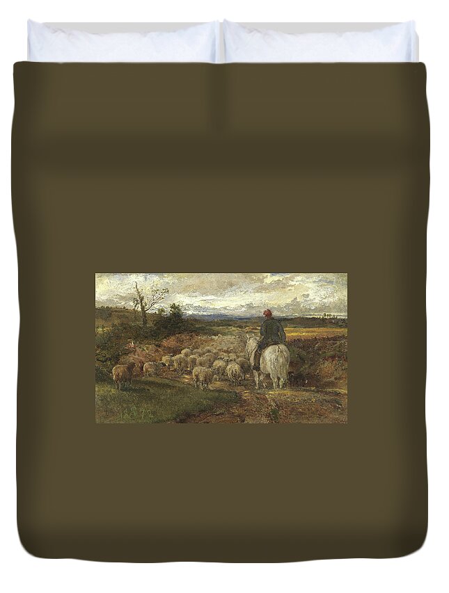 Sussex Duvet Cover featuring the painting A Sussex Lane, 1872 by John Samuel Raven