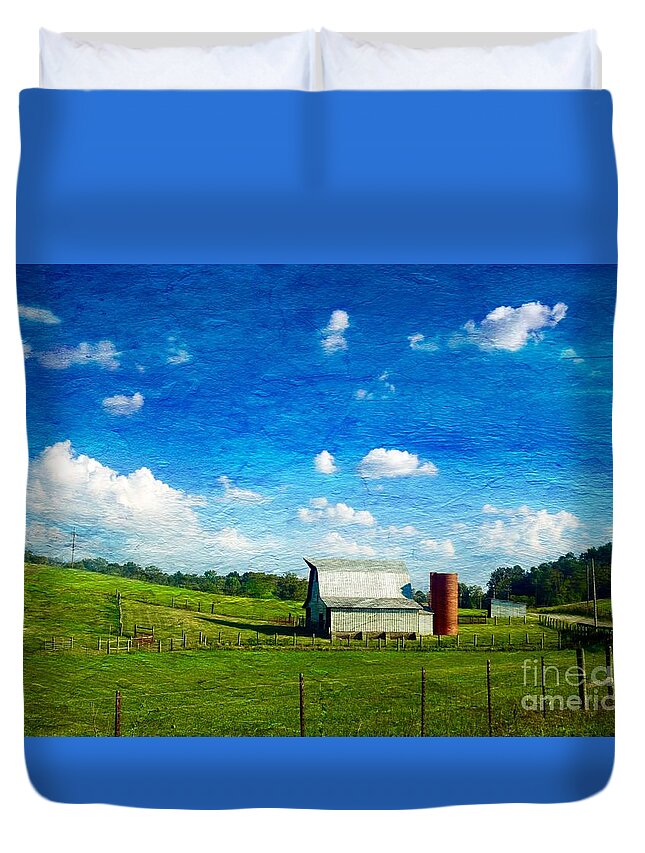 Iconic Rustic Beauty East Tennessee Blount County Duvet Cover featuring the painting A Taste of Country Heaven Iconic Rural Tennessee by Kimberlee Baxter