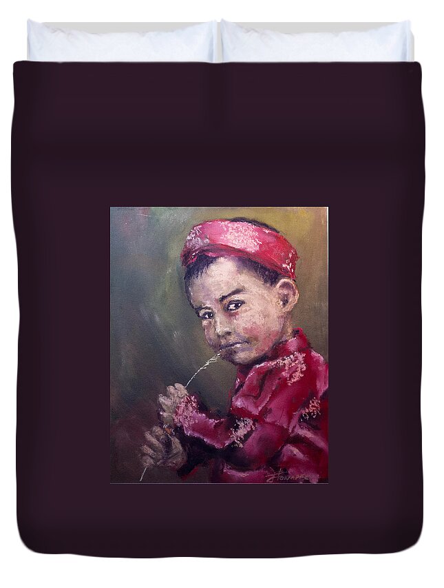 Vietnamese Duvet Cover featuring the pastel A Taste Of Royalty by Jim Fronapfel