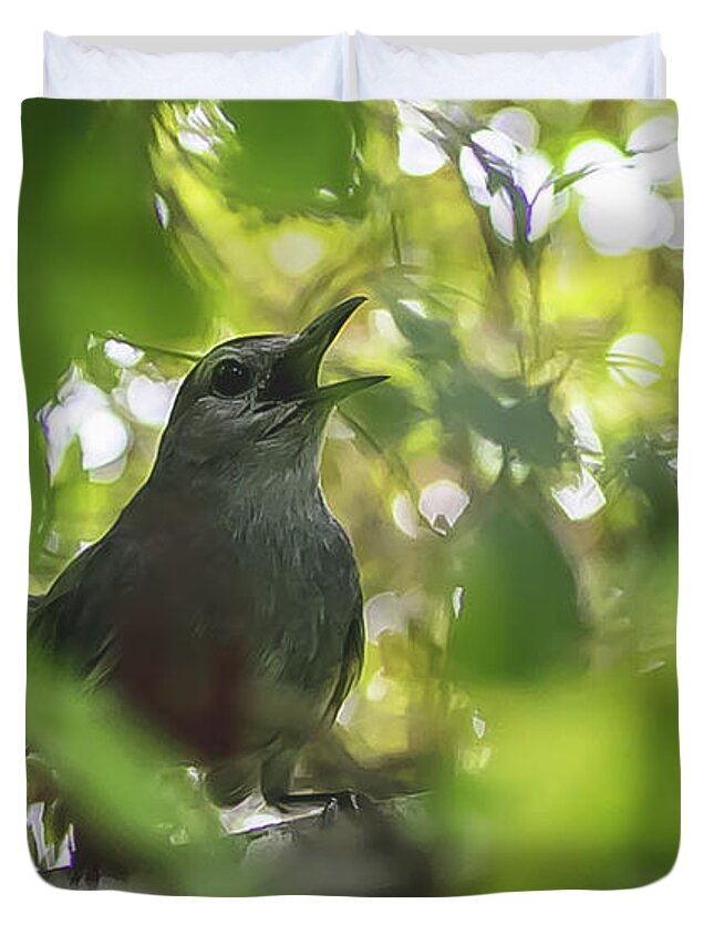 Bird Duvet Cover featuring the digital art A Tenor or what? by Ed Stines
