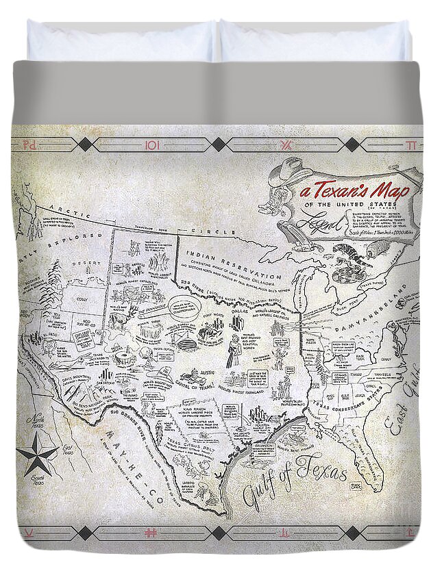 Texas Map Duvet Cover featuring the photograph A Texan's Map by Jon Neidert