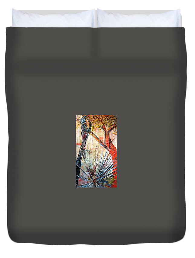Trees Duvet Cover featuring the painting A Tribute by Peggy Blood