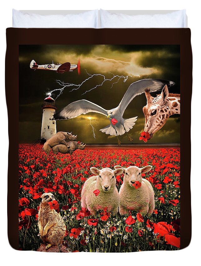Sheep Duvet Cover featuring the photograph A Very Strange Dream by Meirion Matthias
