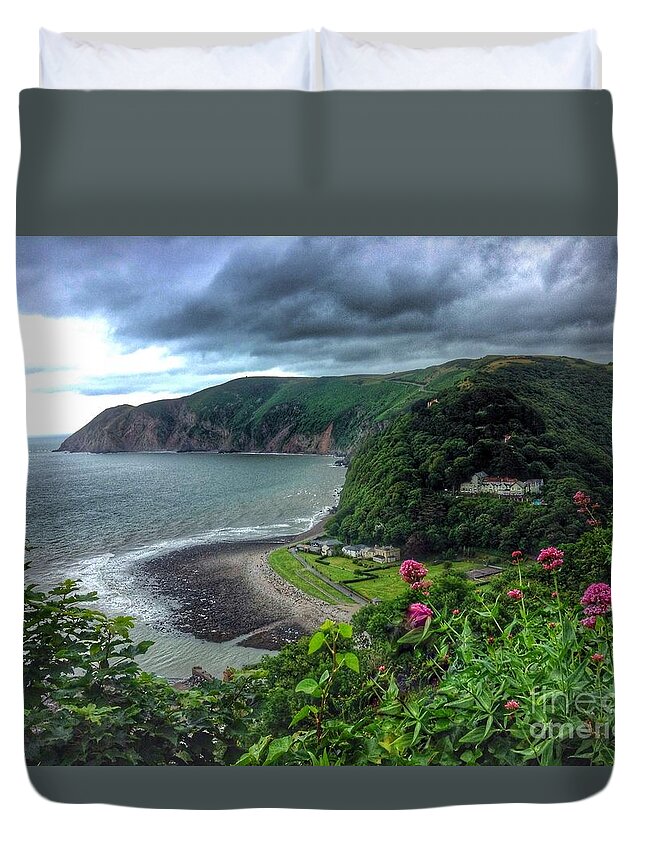 Lynmouth Duvet Cover featuring the photograph A View of Lynmouth 2 by Joan-Violet Stretch