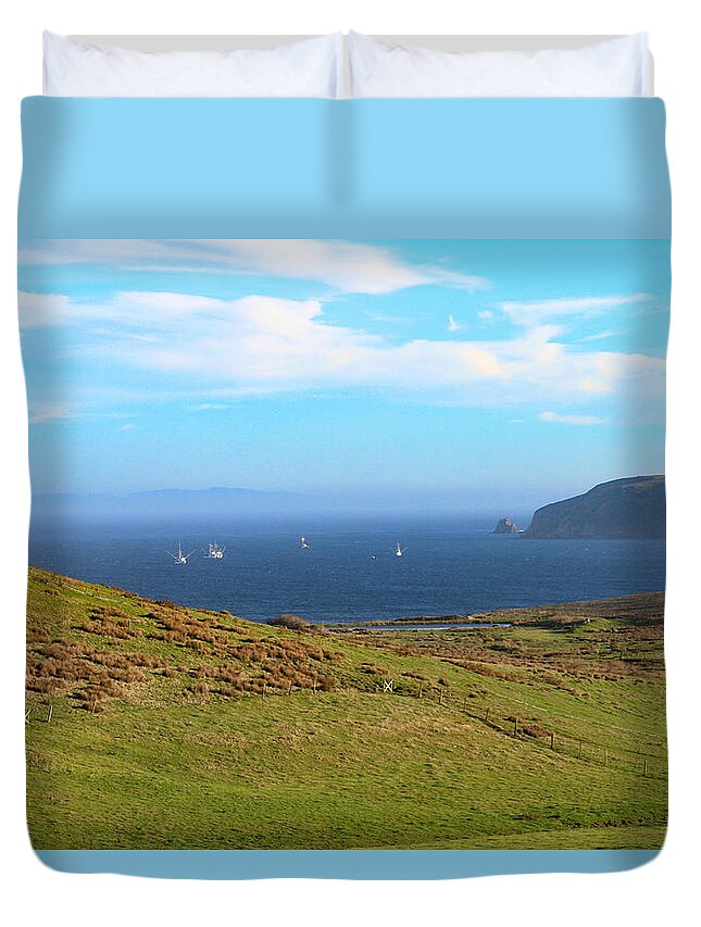 Point Reyes Duvet Cover featuring the photograph A View to Drakes Estero Point Reyes by Bonnie Follett