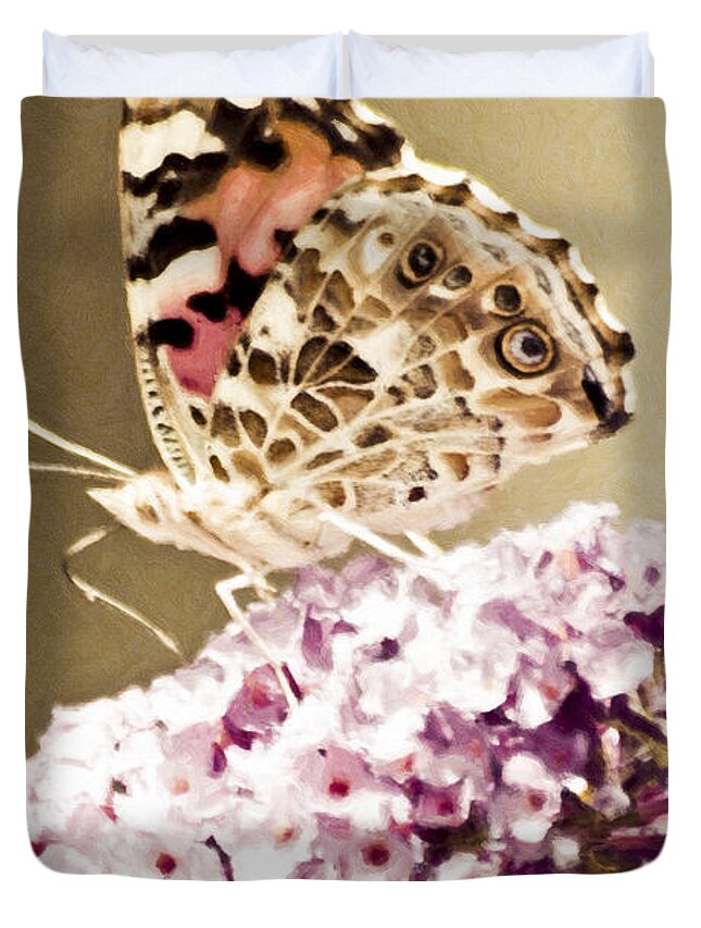 Butterfly Duvet Cover featuring the photograph A Visit From Pat by Trish Tritz