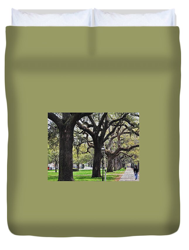 Park Duvet Cover featuring the photograph A Walk In The Park by Lydia Holly