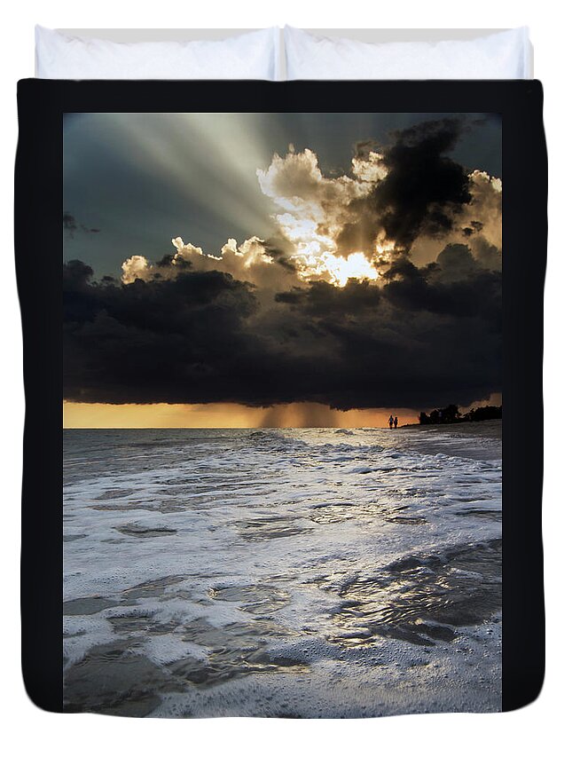 Beach Duvet Cover featuring the photograph A Walk On The Beach by Greg and Chrystal Mimbs