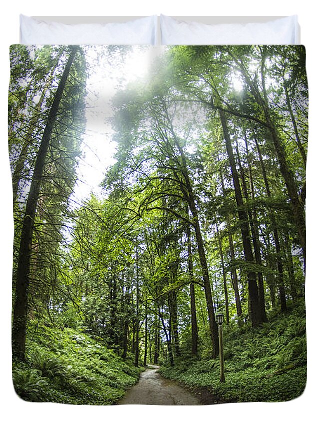 Oregon Duvet Cover featuring the photograph A Walk Through Washington Park in Portland by Matt McDonald
