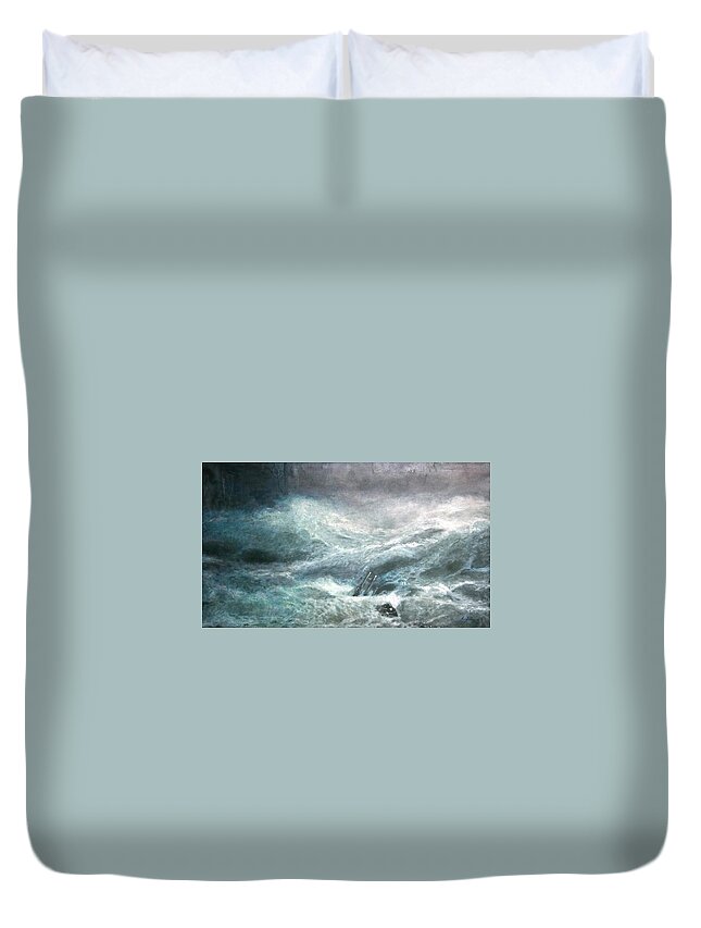 Aivazovsky Duvet Cover featuring the painting a wave my way by Jarko by Jarmo Korhonen aka Jarko