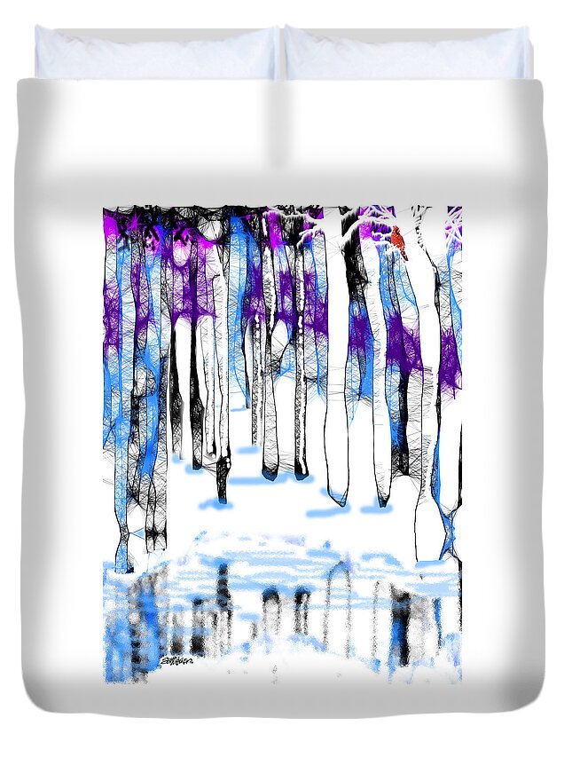 A Winters Day Duvet Cover featuring the digital art A Winters Day by Seth Weaver