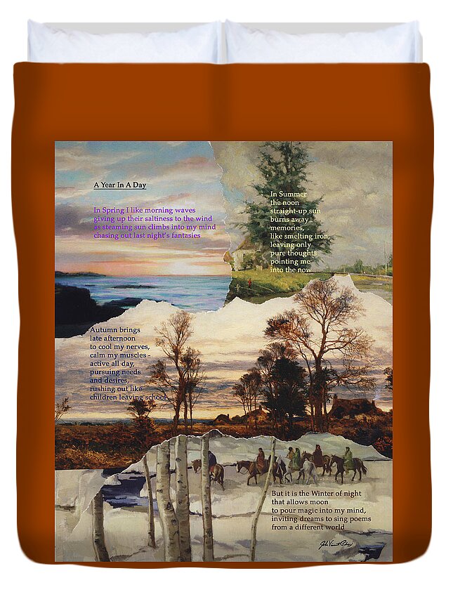 Collage Duvet Cover featuring the digital art A Year in a Day by John Vincent Palozzi