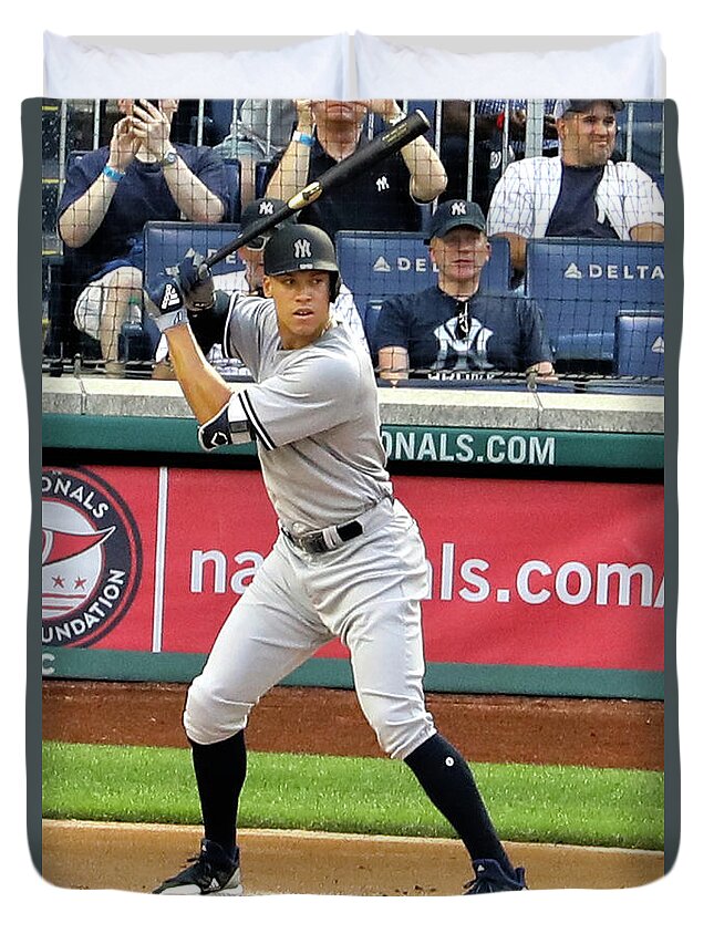 Aaron Judge Duvet Cover featuring the photograph Aaron Judge by Mitch Cat
