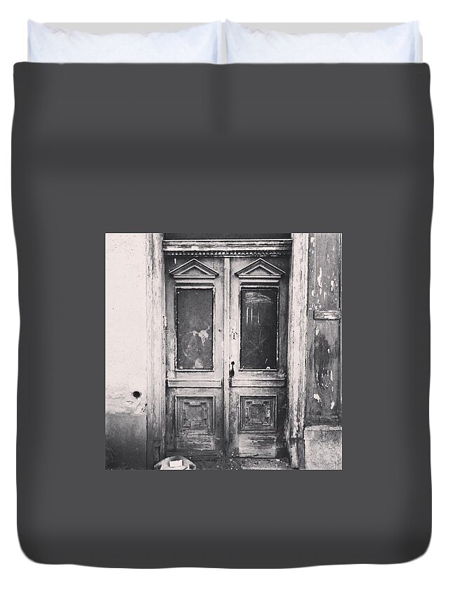 Lostplaces Duvet Cover featuring the photograph #abandoned #monochrome #sonneberg by Mandy Tabatt