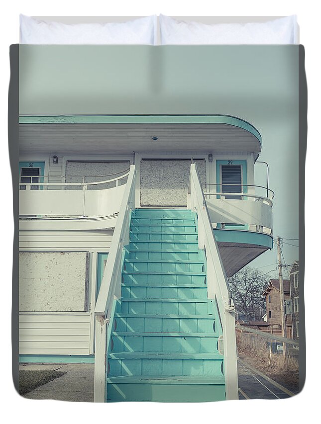 York Duvet Cover featuring the photograph Abandoned Motel by Edward Fielding