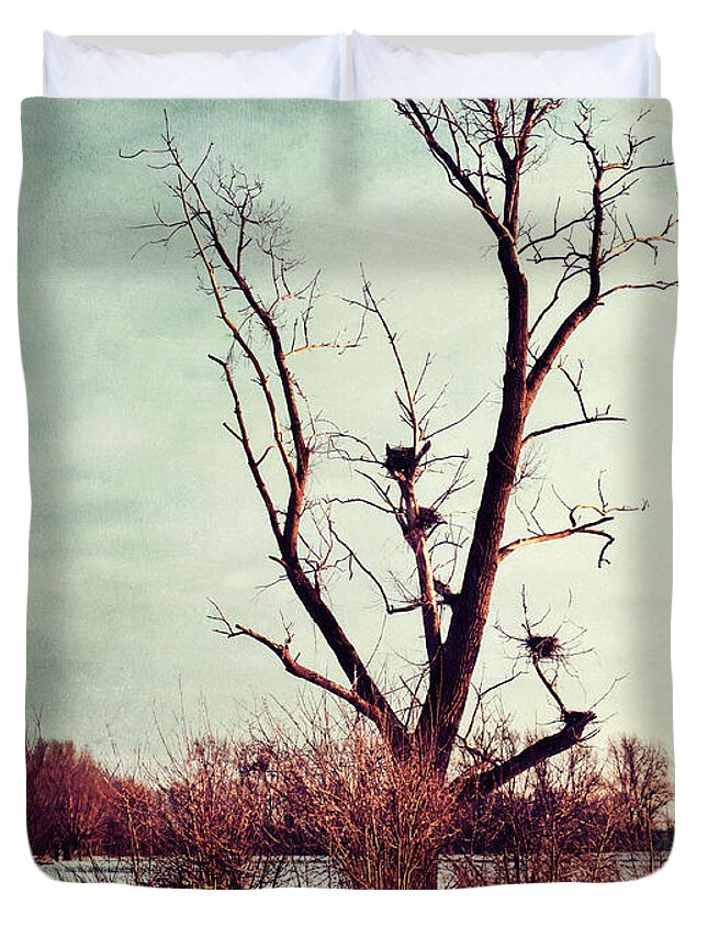 Tree Duvet Cover featuring the photograph Abandoned Nests by Wim Lanclus