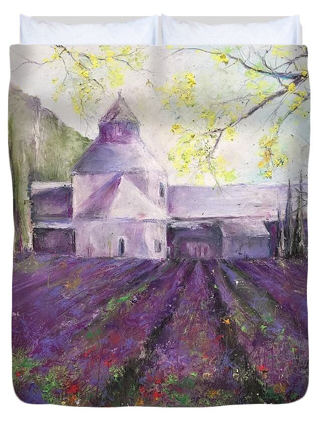 Abbey Duvet Cover featuring the painting Abbey Senanque  by Robin Miller-Bookhout