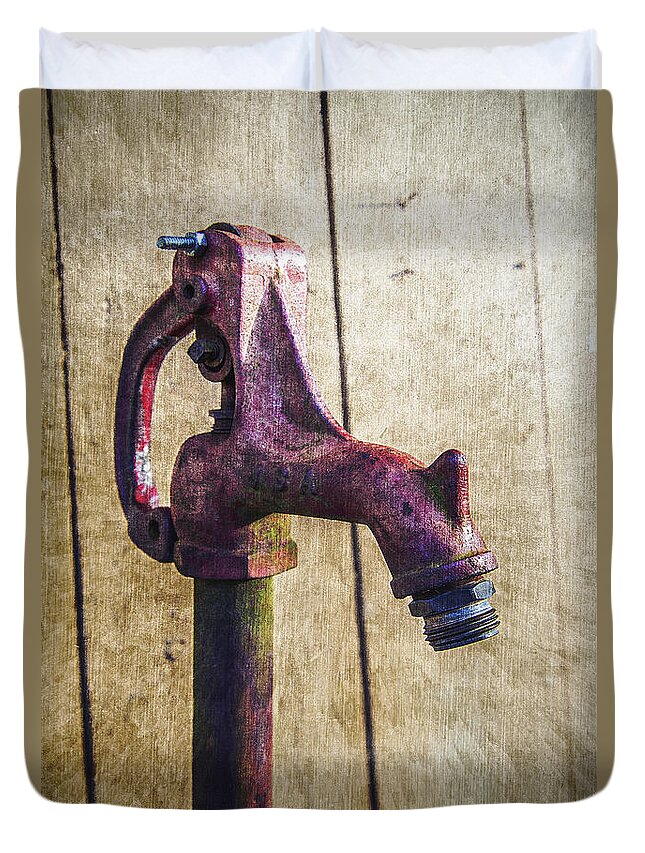 2d Duvet Cover featuring the photograph Abbott's Mill Water Spigot by Brian Wallace