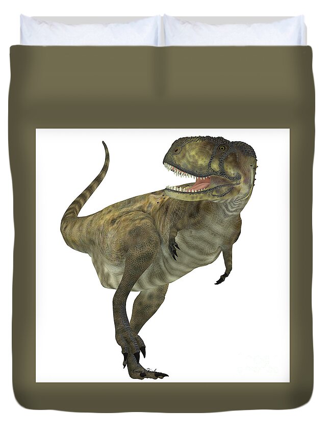 Abelisaurus Duvet Cover featuring the painting Abelisaurus Predator by Corey Ford