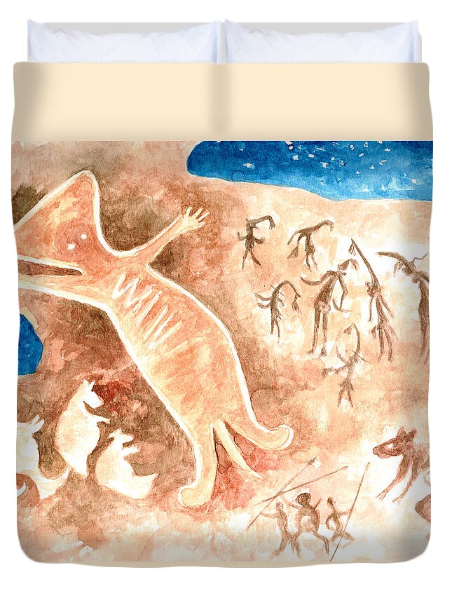 Aborigine Duvet Cover featuring the painting Aboriginal by Andrew Gillette