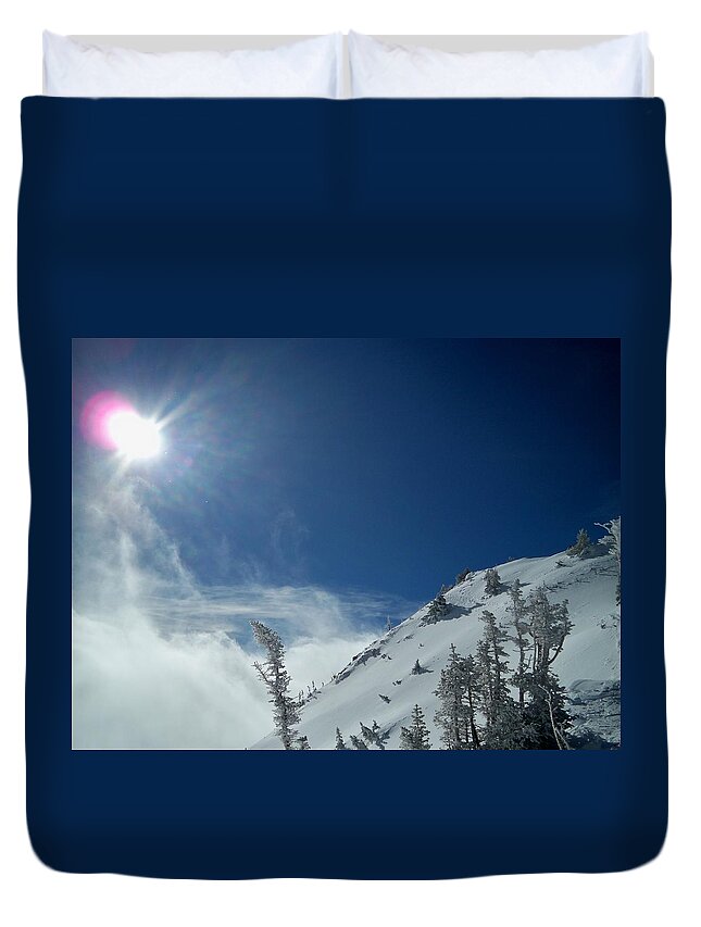 Landscape Duvet Cover featuring the photograph Above The Clouds by Michael Cuozzo