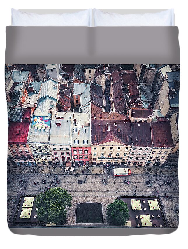 Kremsdorf Duvet Cover featuring the photograph Above The Rooftops by Evelina Kremsdorf