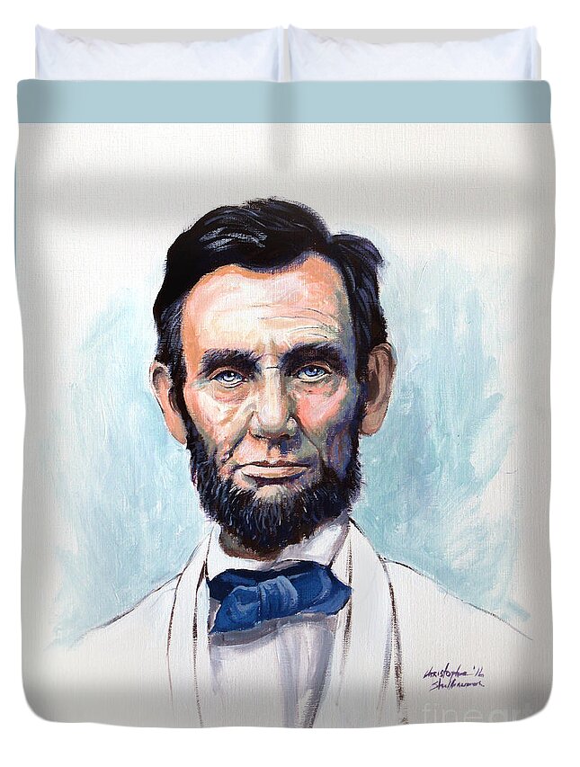 Abraham Lincoln Duvet Cover featuring the painting Abraham Lincoln by Christopher Shellhammer