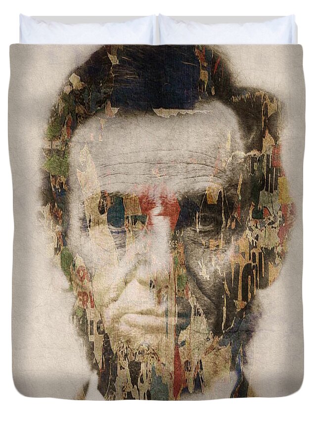 Abraham Lincoln Duvet Cover featuring the mixed media Abraham Lincoln by Paul Lovering