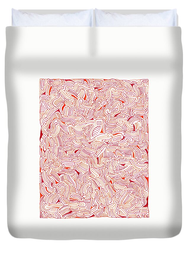 Mazes Duvet Cover featuring the drawing Abre los Ojos by Steven Natanson