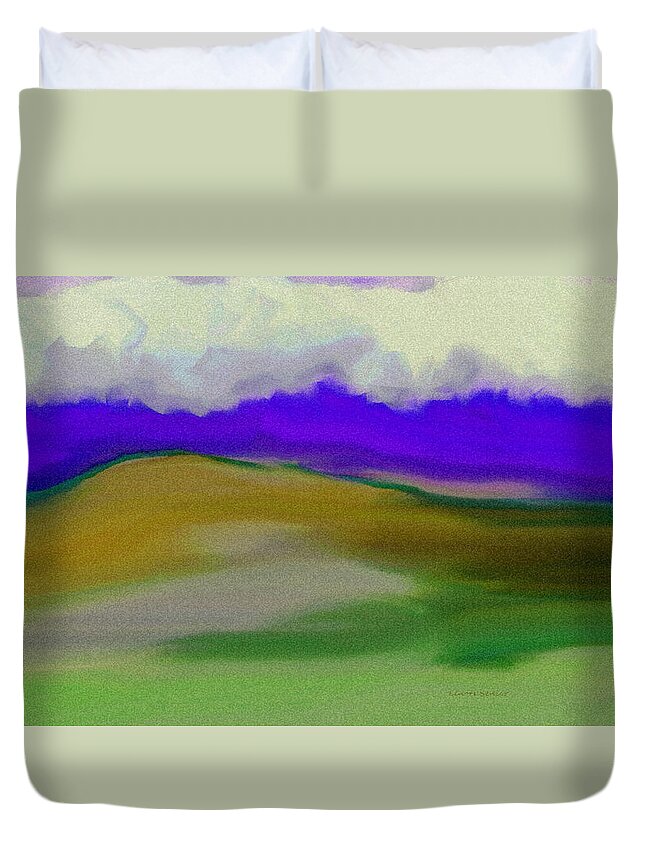 Abstract Duvet Cover featuring the painting Abstract 10 - Landscape 3 by Lenore Senior