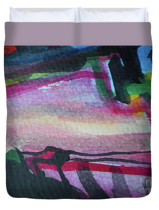 Katerina Stamatelos Duvet Cover featuring the painting Abstract-25 by Katerina Stamatelos