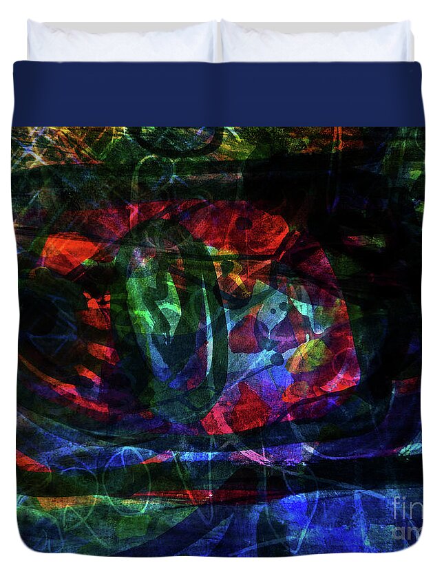 Katerina Stamatelos Duvet Cover featuring the painting Abstract-34 by Katerina Stamatelos