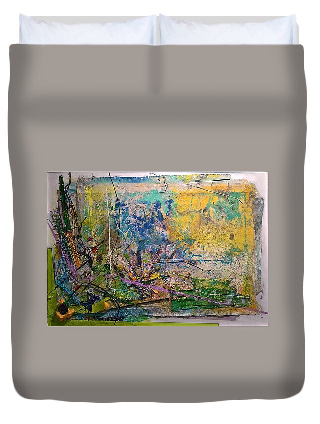 Wall Sculpture Abstract Robert Anderson Assemblage Bucket Dimensional Architectural Duvet Cover featuring the painting Abstract #42217 by Robert Anderson