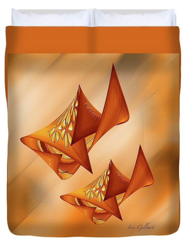 Abstract Duvet Cover featuring the digital art Abstract #57 by Iris Gelbart