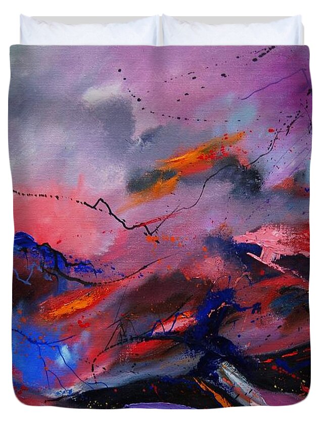 Abstract Duvet Cover featuring the painting Abstract 971260 by Pol Ledent