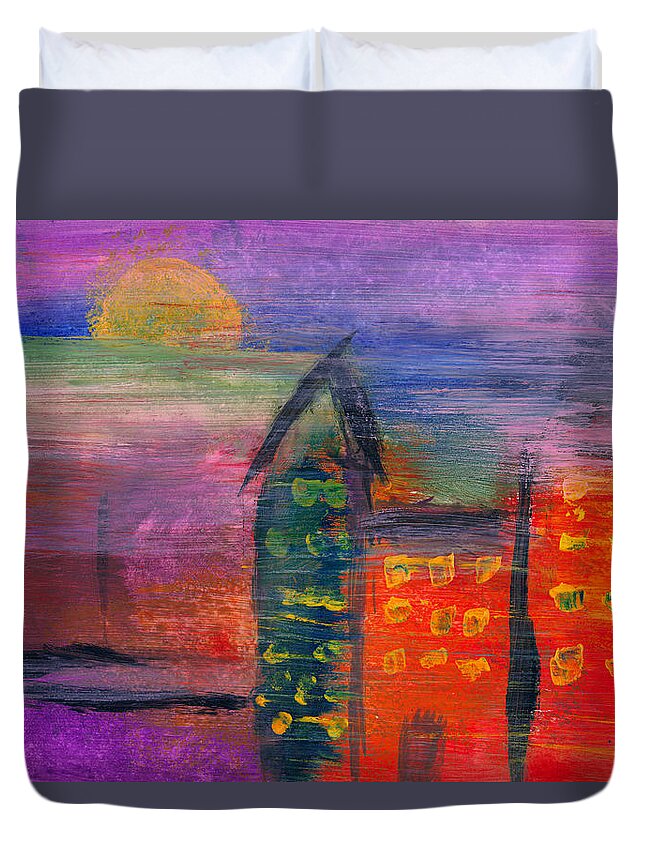 Abstract Duvet Cover featuring the photograph Abstract - Acrylic - Lost in the city by Mike Savad
