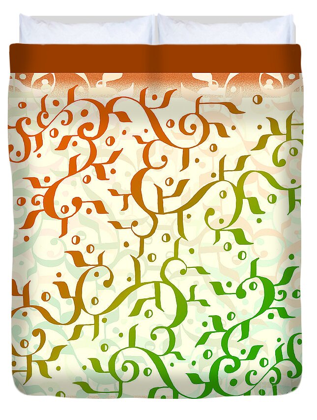 Artoffoxvox Duvet Cover featuring the mixed media Abstract Arabic Pattern by Kristen Fox