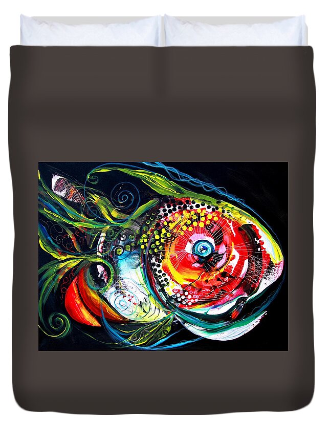 Fish Duvet Cover featuring the painting Abstract Baboon Fish by J Vincent Scarpace
