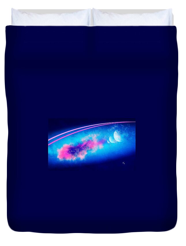 Abstract Duvet Cover featuring the digital art Abstract Cloud fire by John Wills