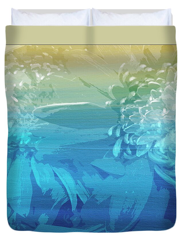Abstract Duvet Cover featuring the painting Abstract Floral DL212016 by Mas Art Studio