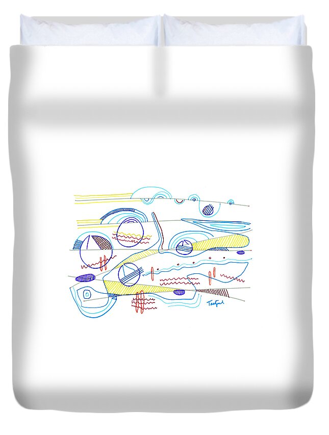 Abstract Duvet Cover featuring the drawing Abstract Drawing Sixty-Three by Lynne Taetzsch