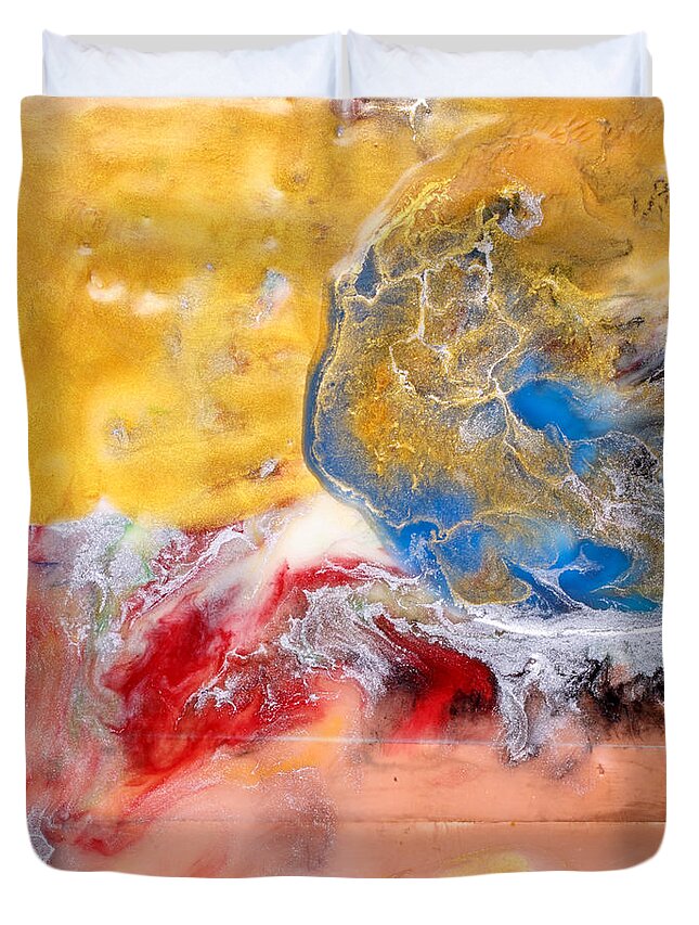 Encaustic Duvet Cover featuring the painting Abstract Encaustic Painting by Edward Fielding